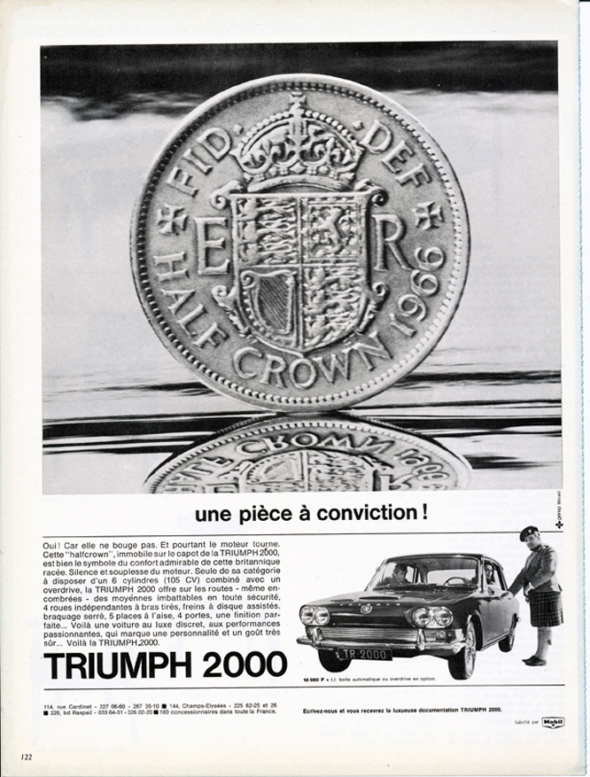 Triumph 2000, Advertisement, Connaissance des arts