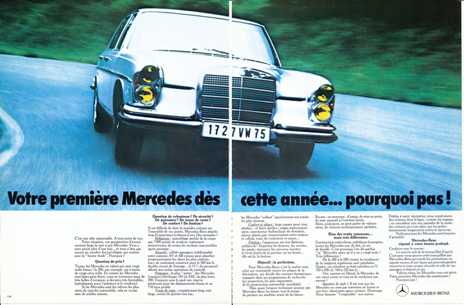Mercedes Benz W108, Advertisement, Connaissance des arts