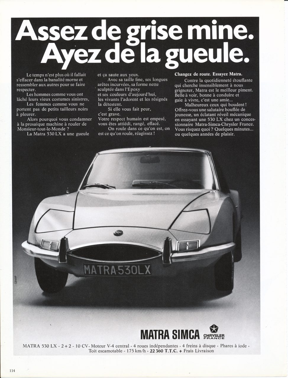 MATRA 530 LX, Advertisement, Connaissance des arts