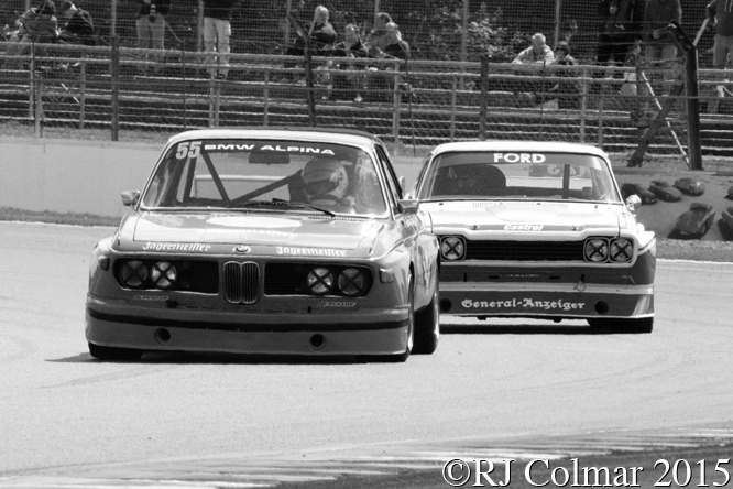 BMW 3.0 CSL, Peter Mullen, Ford Cologne Capri, Rick Wood, Silverstone Classic